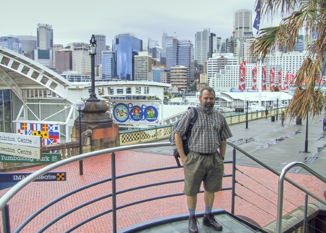 Me at Darling Harbour. Walking around in the rain.