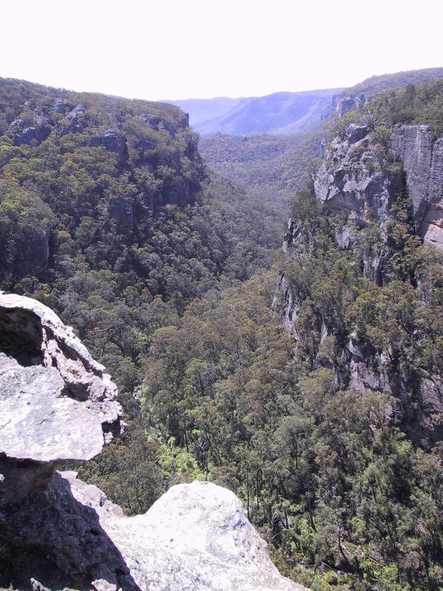 Looking down into one of the canyons