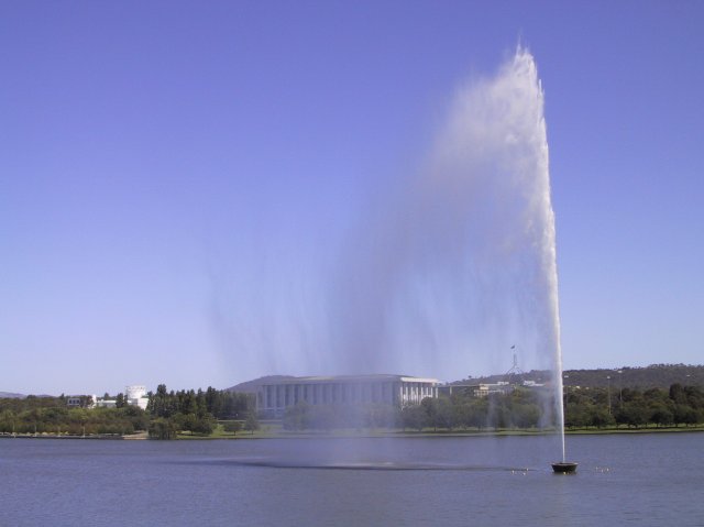 Fountain and Parliament, Canberra