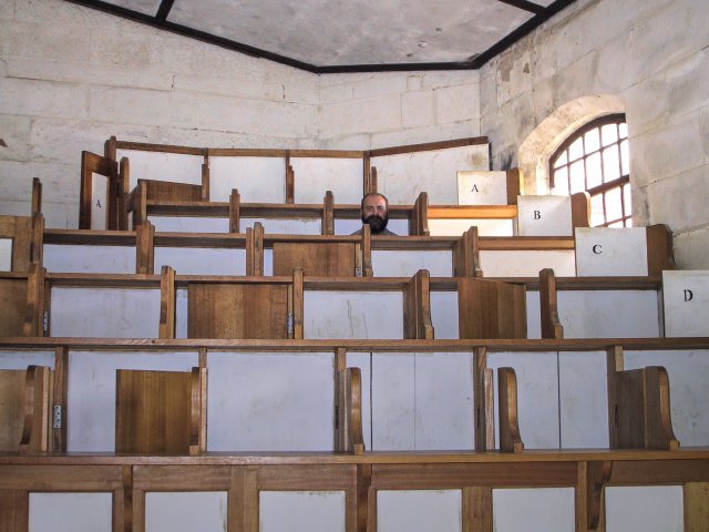 Chris in the Seperate Prison.  Prisoners were not allowed to see or speak to each other.