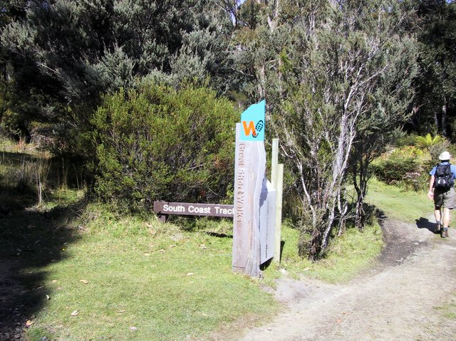 South Coast Track start.   These 30 hikes were great.