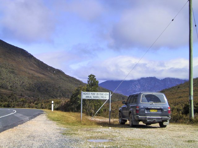 89047km.  At Tim Shea overlook, 60km east of Strathgordon, Tasmania