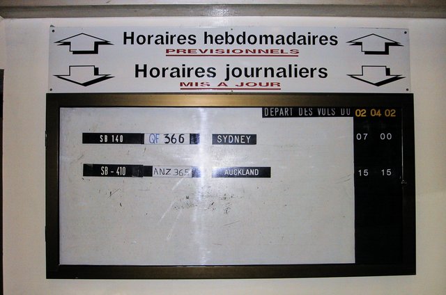 Departure board, Noumea airport