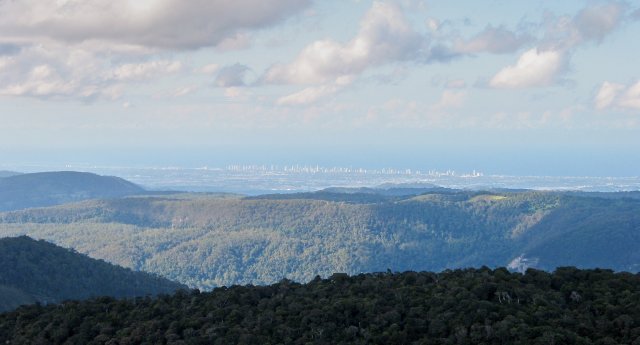 Down to Binna Burra, Surfers off to the east