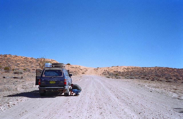 Deflating the tires for the sand