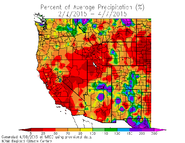 Precip percent of Average, last 60 days