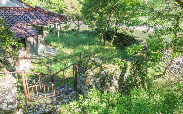 Empty riverside house