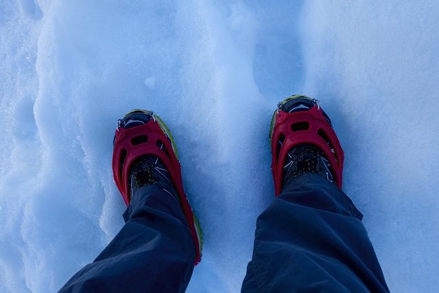 My Hokas with microspikes.  m817