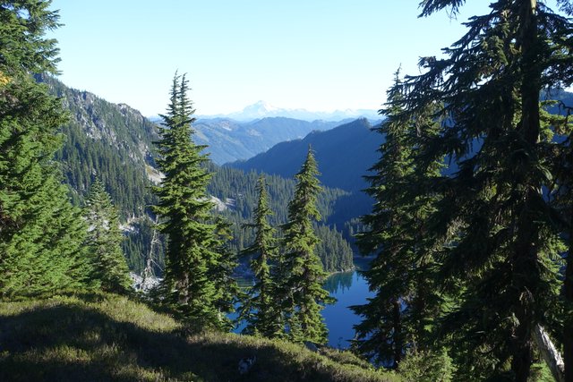 Glacier Lake (near), Glacier Peak (far)