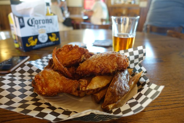 Pressure cooked fried chicken at the Whistle Stop, Skykomish