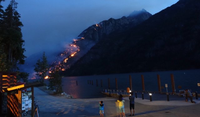 Fire from Stehekin dock, Aug 6 2105