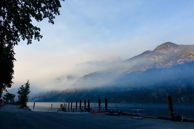 Stehekin, smoke blowing up-lake