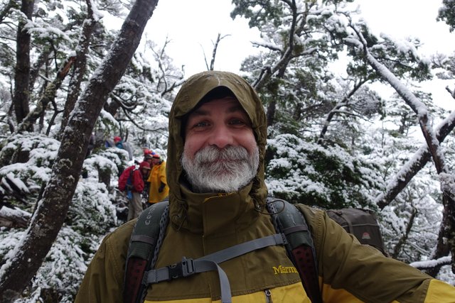 Enjoying some snow hiking in summer