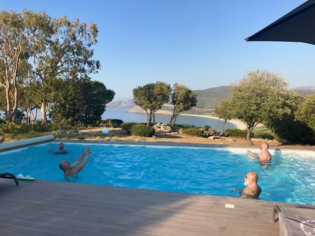 Splashing in the pool at the villa