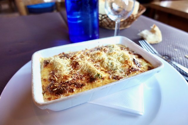 Dinner main: broccoli and cheese and mint casserole.  Delicious.