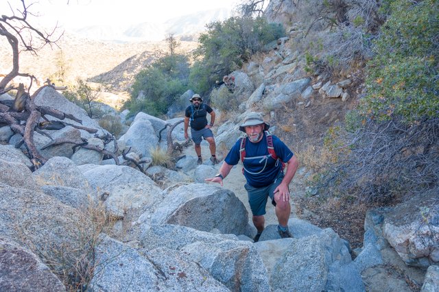 Scrambling up the wash