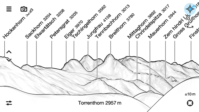 Peaks to the east