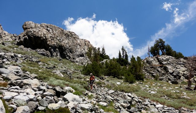 Scree slope descending