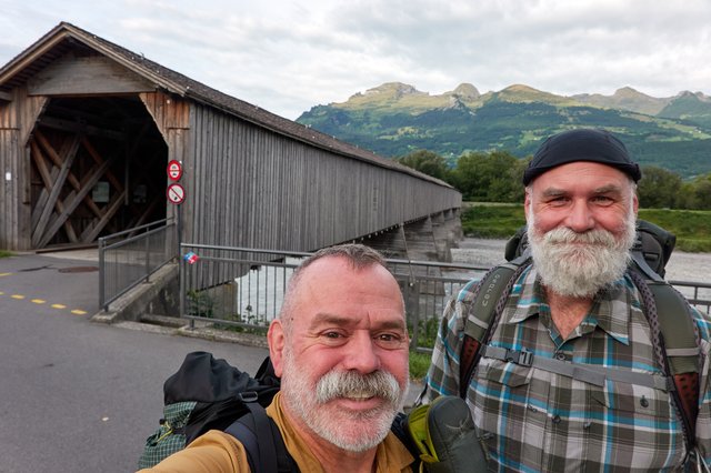 Wooden bridge over the Rhein