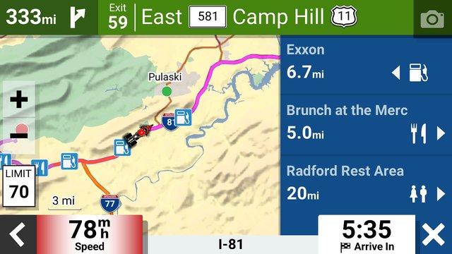 Up next is real useful for gas. Touch the gas station and it'll show other stations near and the gas prices.