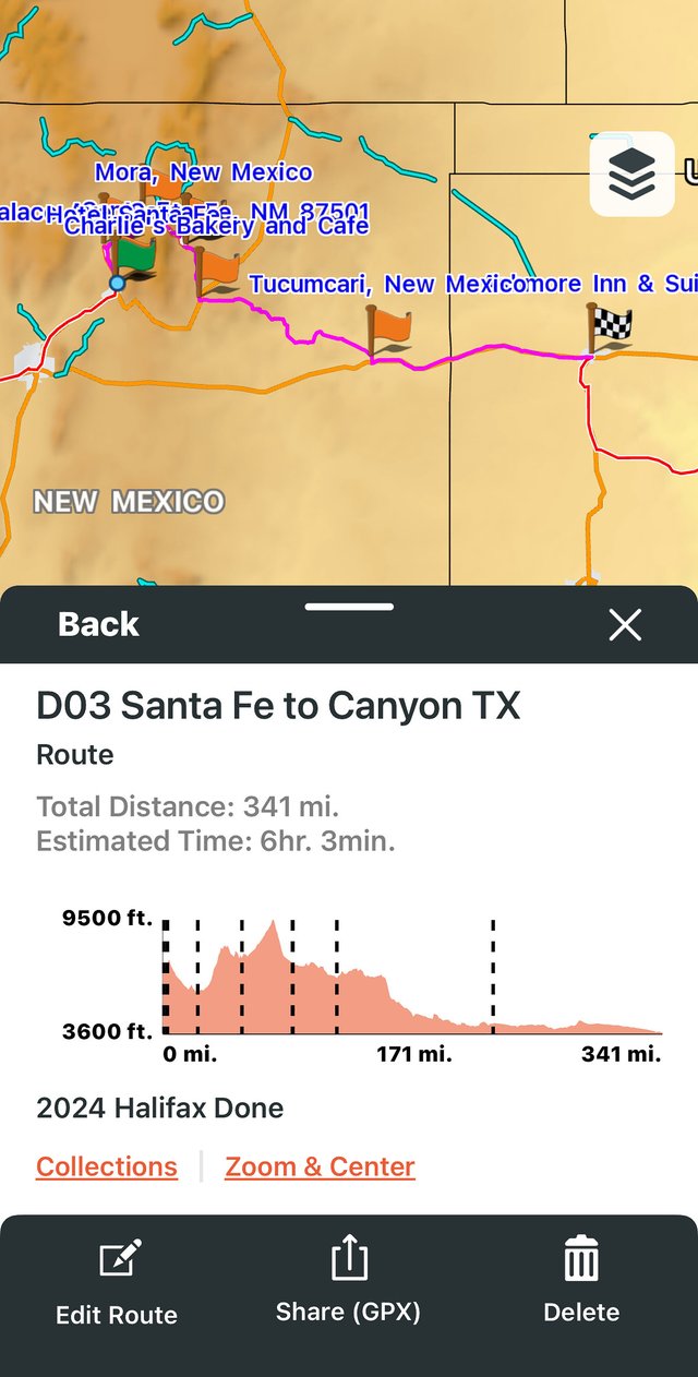 A longer route with a few stops