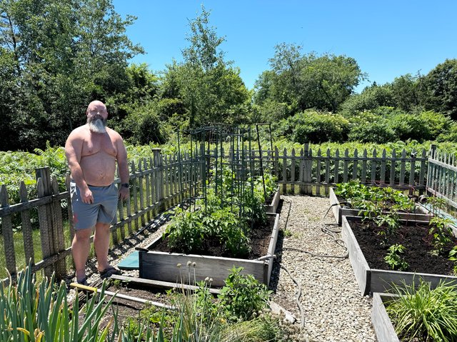 Ken working in his garden (damn rabbits)