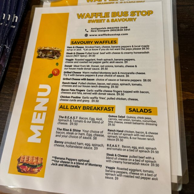 Waffle Bus Stop menu