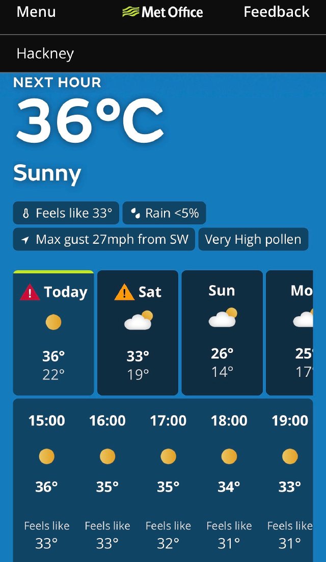Met Office says its hot