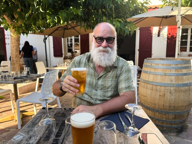 Enjoying a cool beverage after a hot day