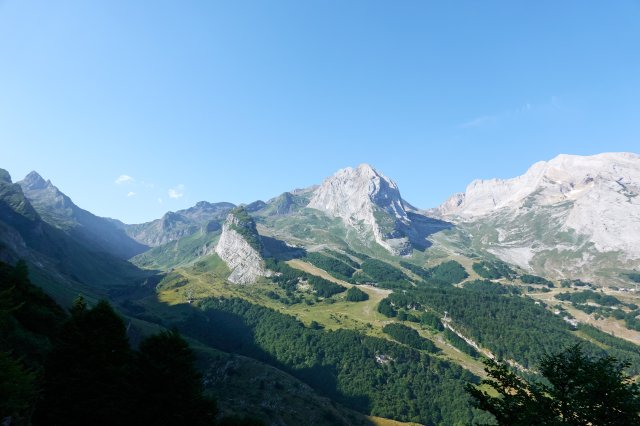 Looking back over the ski area of Gourette