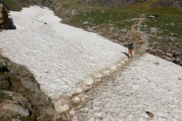 More snow to cross (actually a snow bridge, yikes)